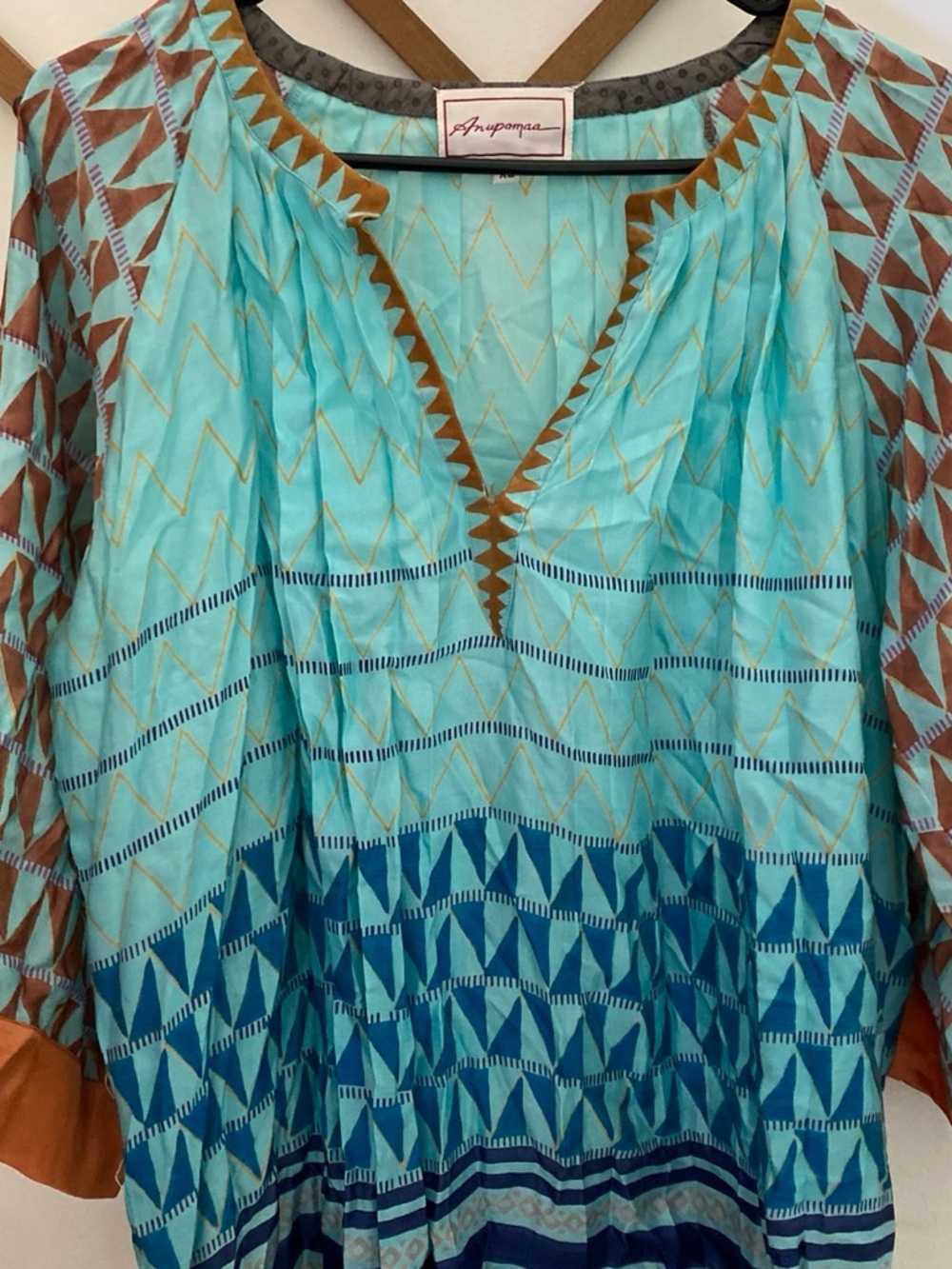 Women’s Turquoise Printed V-Neck Tunic Top